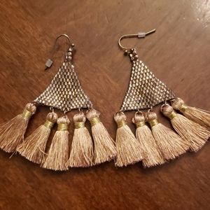 Gold and Bronze Tassel Earrings